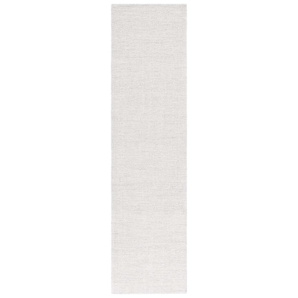 Ebony 2 ft. x 9 ft. Light Gray/Ivory Solid Modern Runner Rug