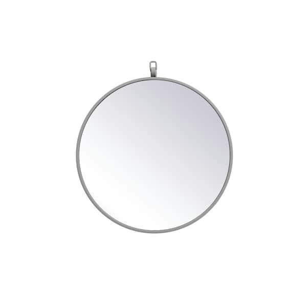 Unbranded Timeless Home 18 in. W x 18 in. H x Midcentury Modern Metal Framed Round Grey Mirror