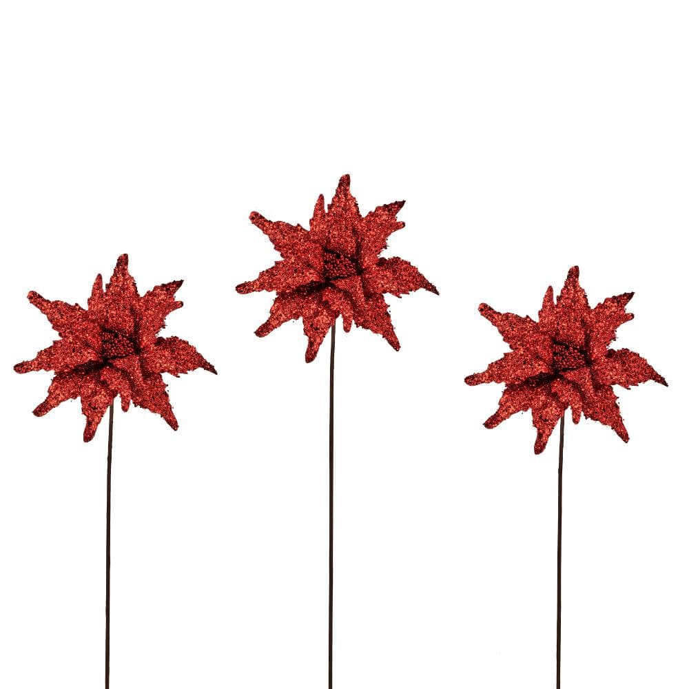 22 in. Artificial Sequin Glitter Poinsettia Stem price history on PriceWatchPro