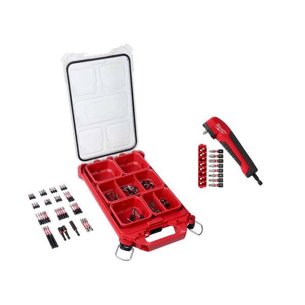 Milwaukee SHOCKWAVE Impact Duty Alloy Steel Screw Driver Bit Set with Right Angle Drill Adapter and Insert Bits (110-Piece)
