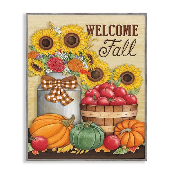 Stupell Industries Fall Harvest Welcome Phrase by Deb Strain 1 Piece Framed Graphic Print Nature Poster Art Print 14 in. x 11 in.