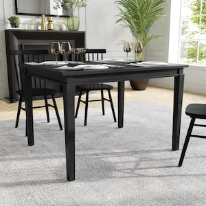 Henry Commercial Grade Black Matte Wood 36.25 in. 4-Legs Heavy Duty Solid Wood Dining Table with Seating for 4