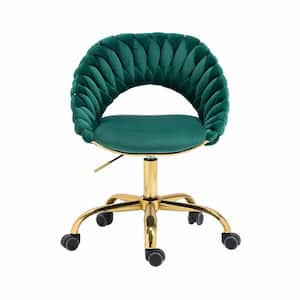 Modern Cute Velvet Adjustable Height Swivel Task Chair in Emerald