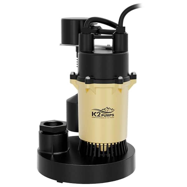 K2 1/4 HP Epoxy-Coated Aluminum and Thermoplastic Sump Pump with Vertical Switch