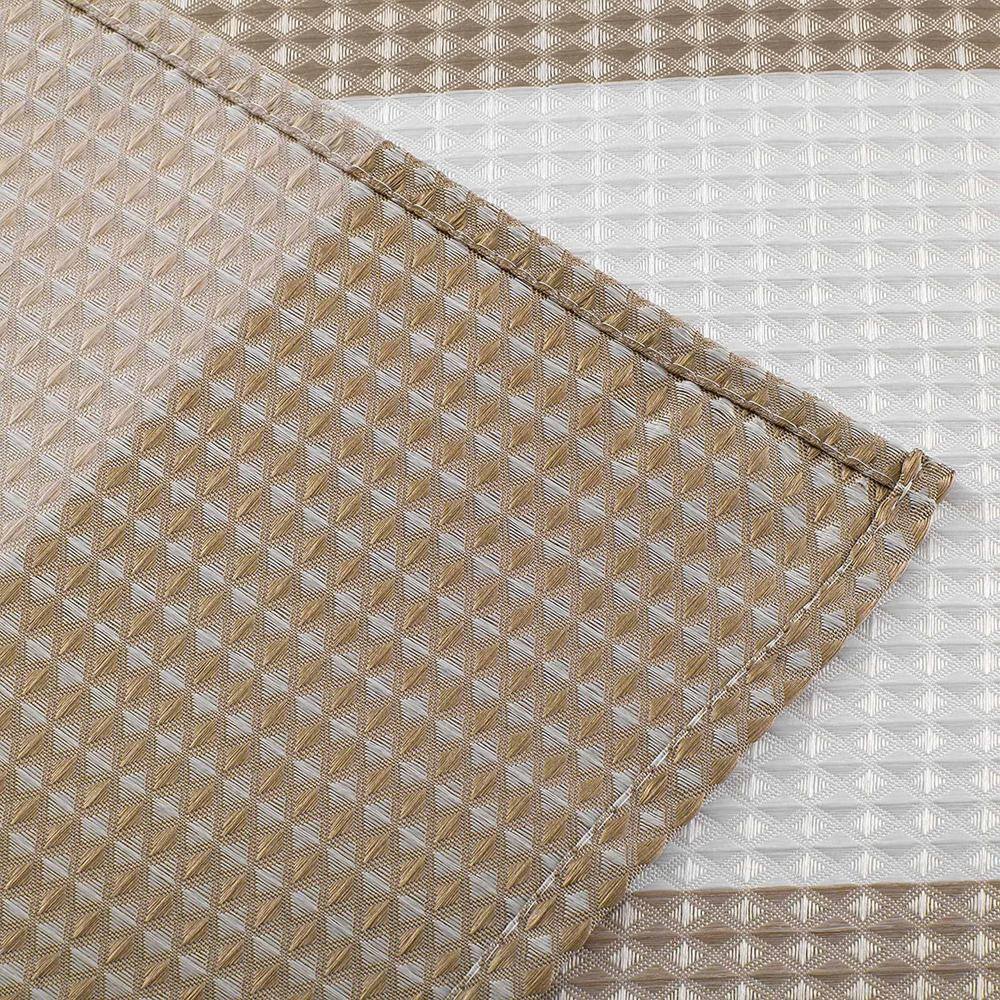 Taupe and White Waffle Weave Fabric Shower Curtain, 70" x 72"
