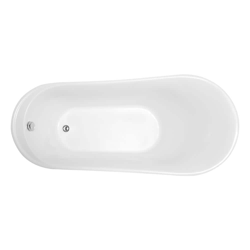 Prima 67'' Glossy White Acrylic Freestanding Soaking Bathtub