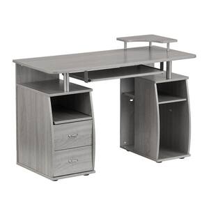 47.25 in. Retangular Gray MDF Writing Computer Desk for Home Office with Storage