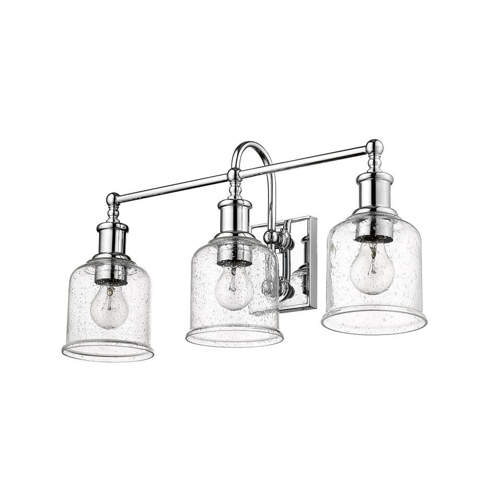 Bryant Chrome 3-Light Vanity with Clear Seedy Glass Shades