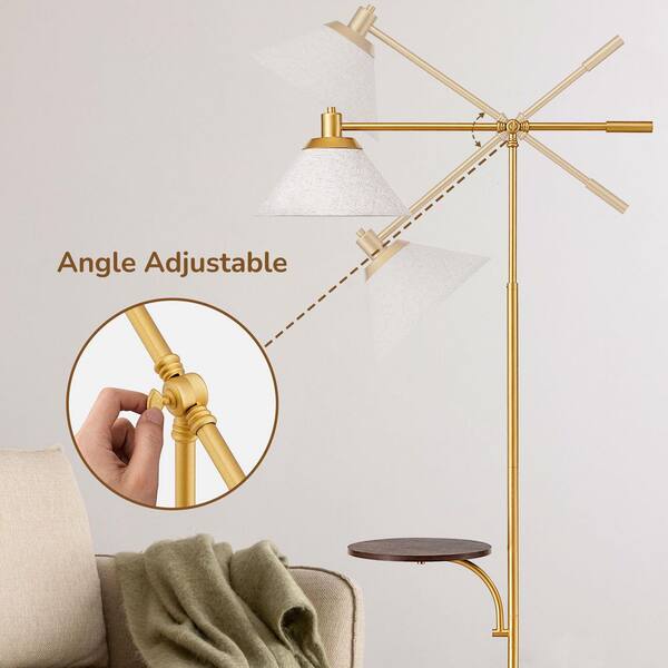 EDISHINE 68 in. Gold Vintage Adjustable Arm Arc Floor Lamp for