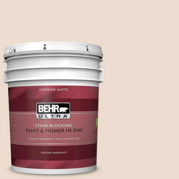 BEHR ULTRA 5 gal. #UL150-10 Aged Parchment Matte Interior Paint and Primer in One