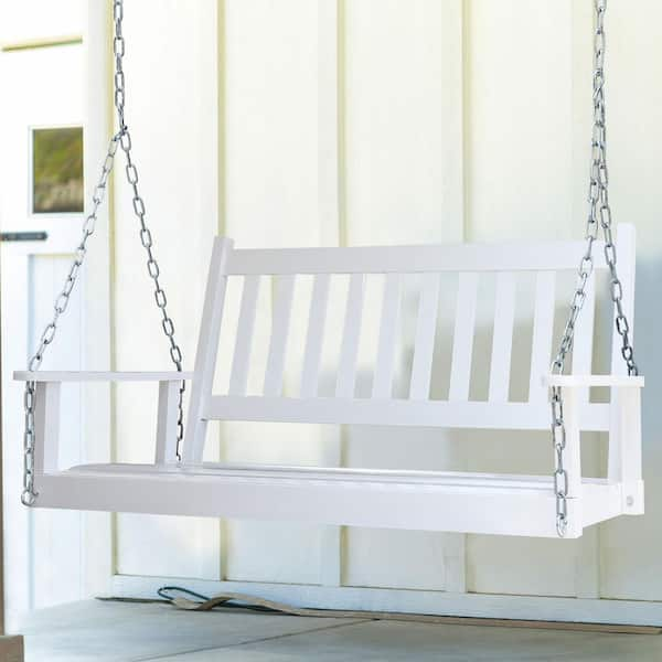 VEIKOUS 4 ft. Outdoor Wooden Patio Porch Swing with Chains and