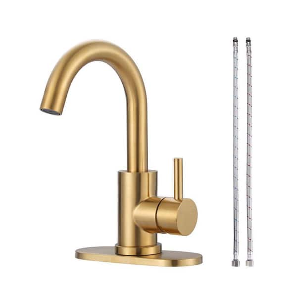 Single-Handle Bar Faucet with Deck Plate in Gold