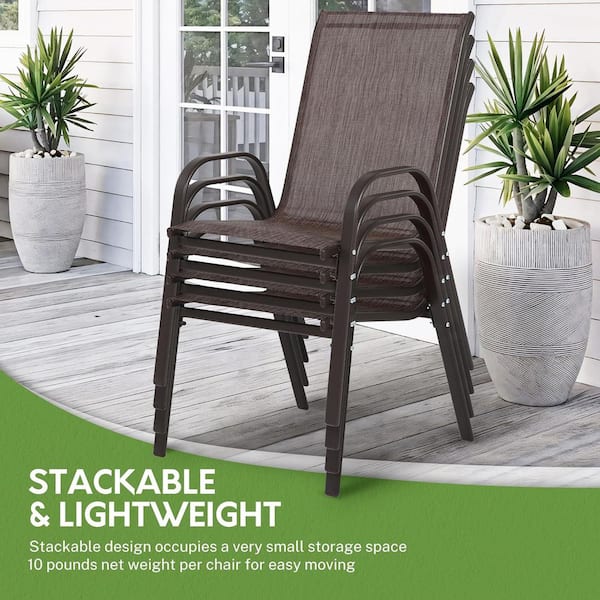 Chair Shop Andorra Stacking Chair Homebase HOMEFUN Brown Textilene