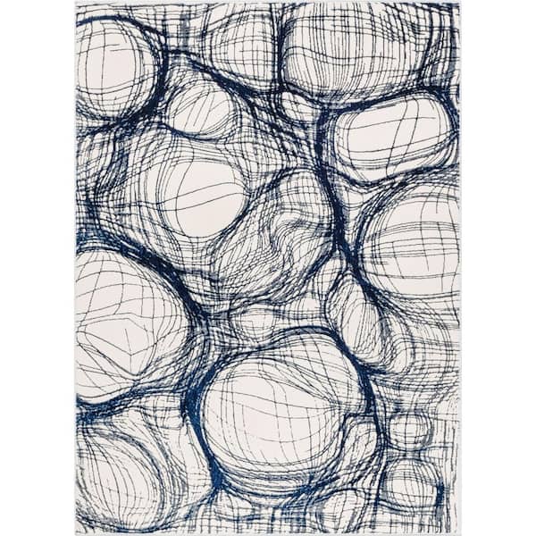 Well Woven Cairo Sinead Blue 7 ft. 10 in. x 9 ft. 10 in. Abstract Modern Area Rug