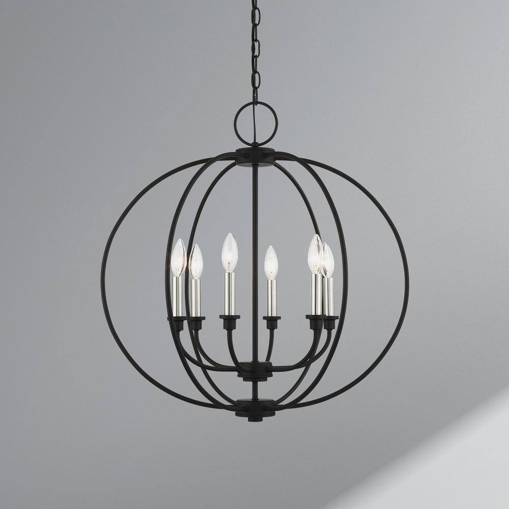 Milania Elegance 6-Light Black Crystal Candelabra Chandelier