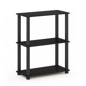 29.6 in. Tall Espresso/Black Wood 3-Shelves Etagere Bookcases
