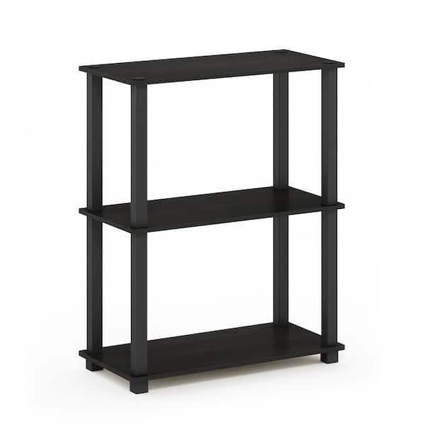 Furinno 29.6 in. Tall Espresso/Black Wood 3-Shelves Etagere Bookcases