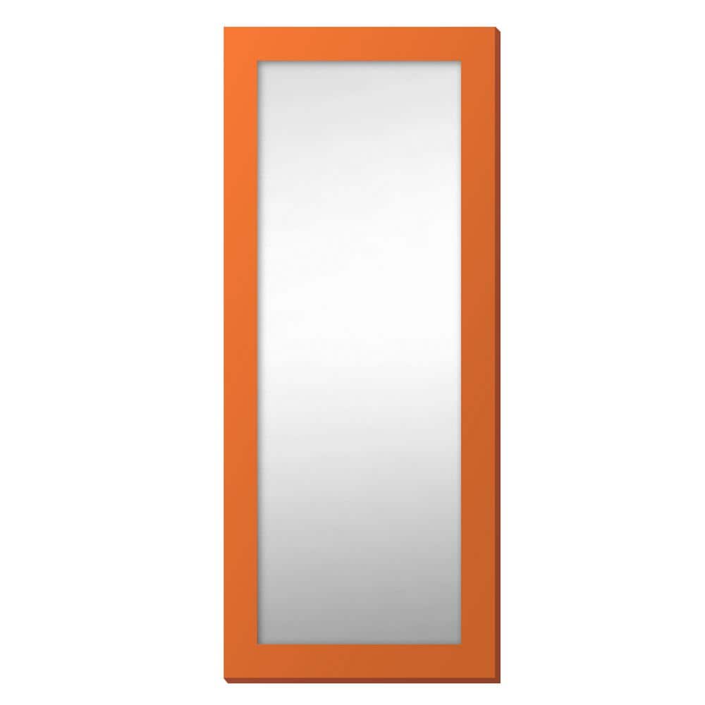 Pop Color 72 in. H x 30 in. W Modern Rectangle 4 in. Orange Framed Floor/Wall Mirror Art