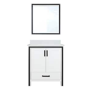 Ziva 30 in W x 22 in D White Bath Vanity, White Quartz Top and 28 in Mirror