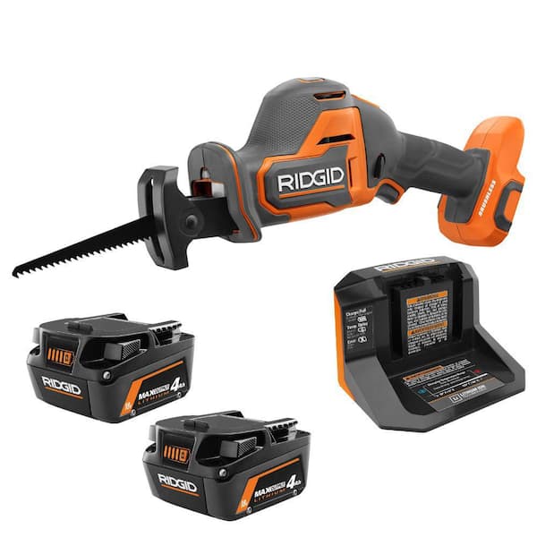 18V Max Output (2) 4.0Ah Battery and Charger with FREE 18V Subcompact Brushless One-Handed Recip Saw