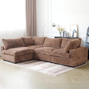 Magic Home 157 in. Square Arm Soft Velvet L-Shaped Modular Sofa