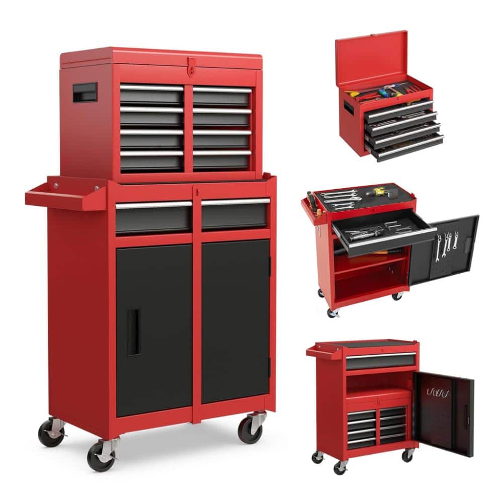 Red Steel 5-Drawer Rolling Tool Storage Cabinet Chest with Detachable Top Tool Box, Wheels for Garage price history on PriceWatchPro