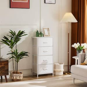 Classical White 4 Drawer 11.8 in. Wide Chest of Drawers with Wood Top Fabric Bins for Bedroom