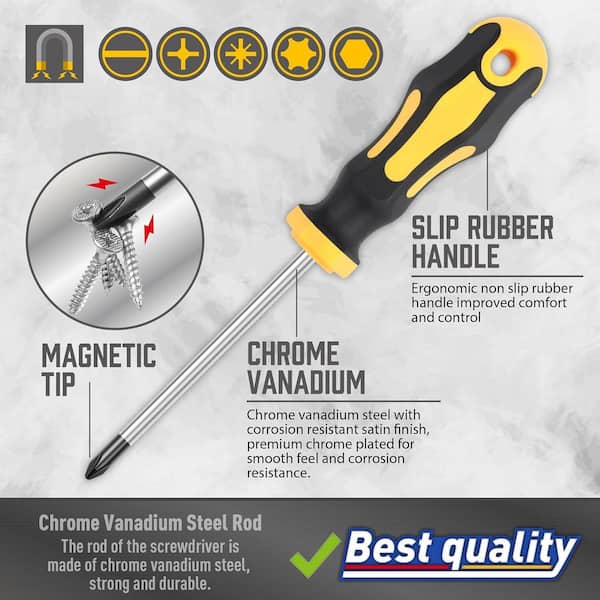 YICHUHAOXI 43-Piece Magnetic Screwdriver Set with Case Slotted