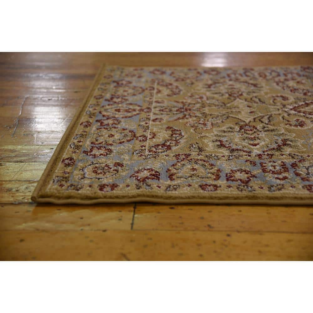 Voyage Dark Yellow Floral Rectangular Synthetic Area Rug