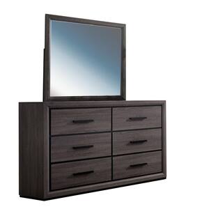 Conwy 6-Drawers 37 in. H x 59 in. W x 16.38 in. D Gray Dresser with Mirror