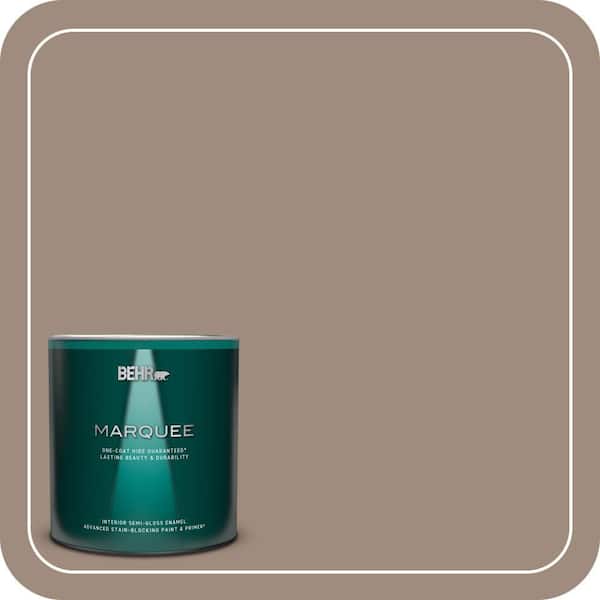 BEHR MARQUEE 1 qt. #BXC-49 Smokey Tan Semi-Gloss Enamel Interior Paint & Primer