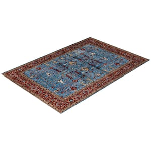 Serapi One-of-a-Kind Traditional Light Blue 6 ft. x 9 ft. Hand Knotted Tribal Area Rug