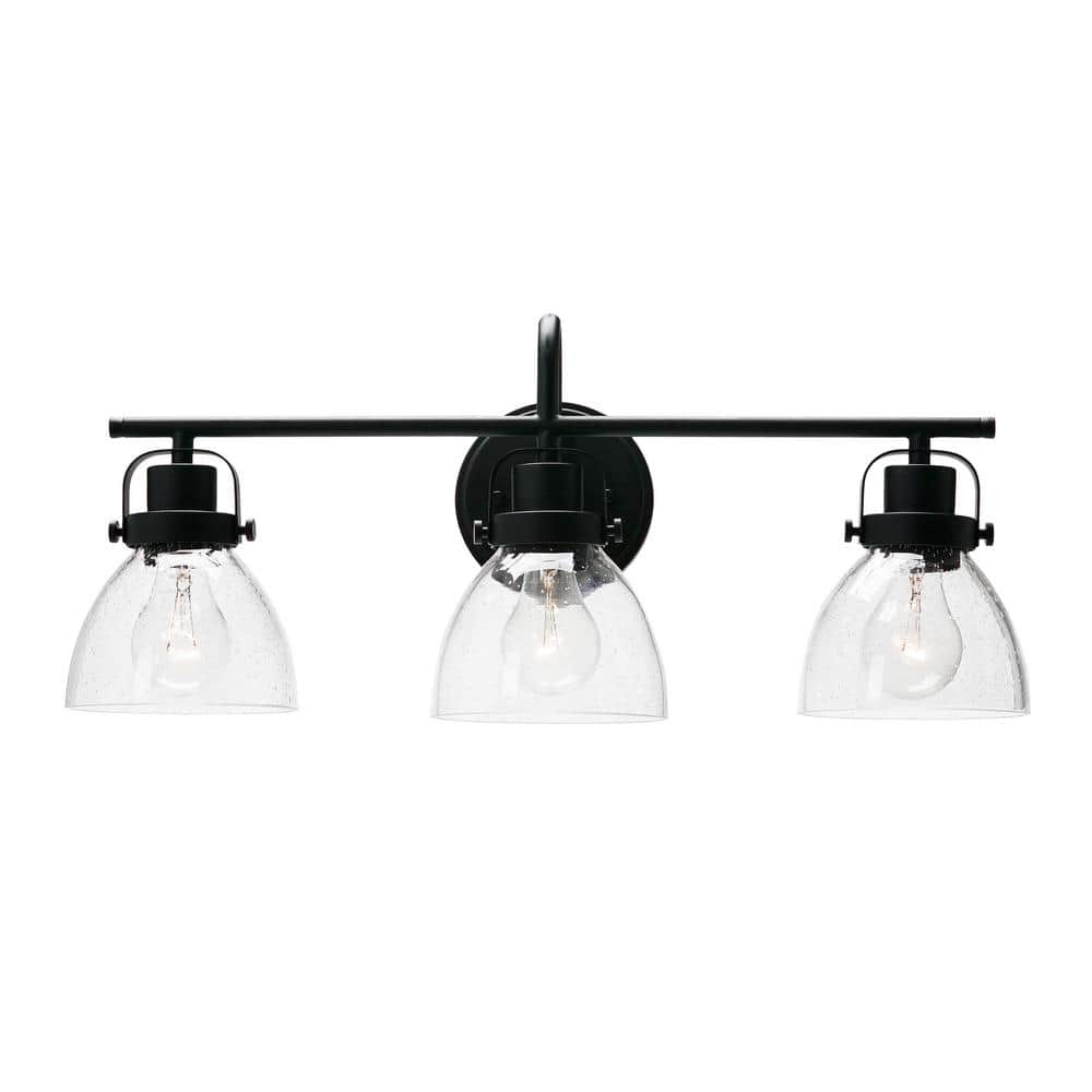 Avalon - 23 in. 3-Light Black Metal and Seedy Glass Vanity Light price history on PriceWatchPro