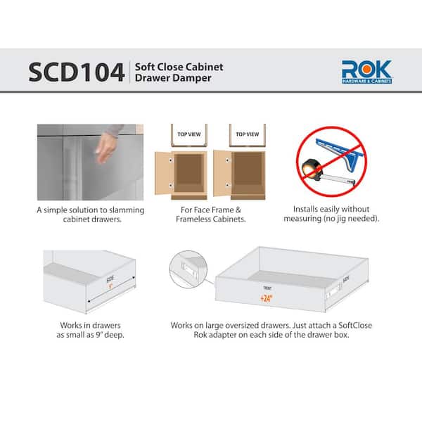 SCD104G Universal Gray Soft Close Cabinet Drawer Damper Adapter Add on for Wood Drawers (10-Pack) SCD104G Universal Gray Soft Close Cabinet Drawer Damper Adapter Add on for Wood Drawers (10-Pack)