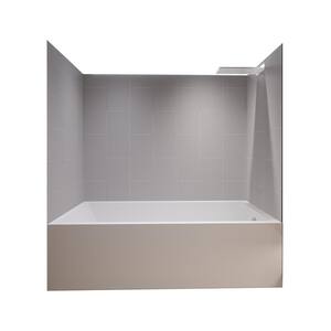 Dove Grey-Tetherow 60 in. L x 32 in. W x 83 in. H Rectangular Tub/ Shower Combo Unit in Matte Black Right Drain