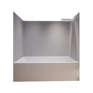 Dove Grey-Tetherow 60 in. L x 36 in. W x 83 in. H Rectangular Tub/ Shower Combo Unit in Matte Black Right Drain