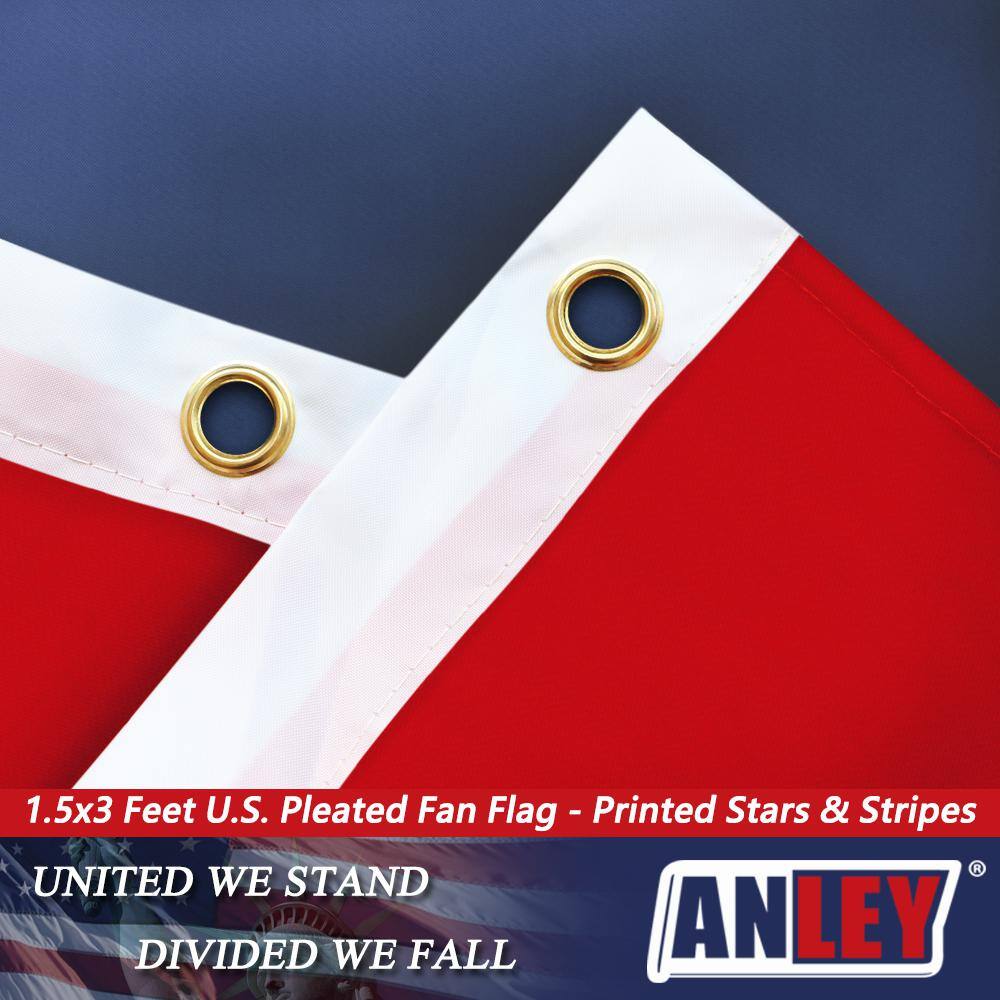 Patriotic American Flag Pleated Fan Banner with Brass Grommets