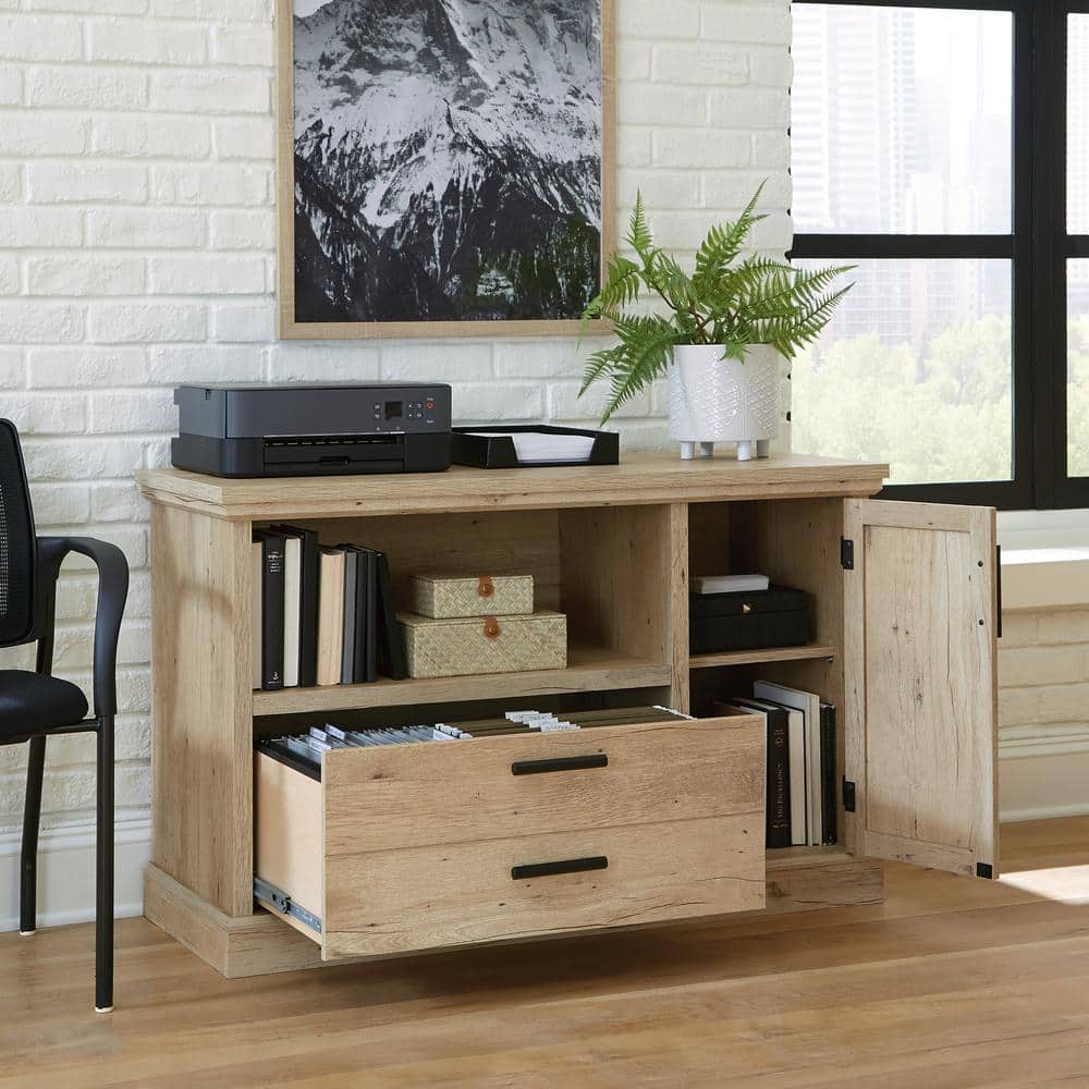 Prime Oak Small Credenza with Adjustable Shelf and File Drawer