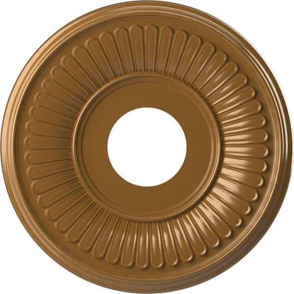 Ekena Millwork 13" O.D. x 3-1/2" I.D. x 3/4" P Berkshire Thermoformed PVC Ceiling Medallion in Universal Aged Metallic Vintage Gold