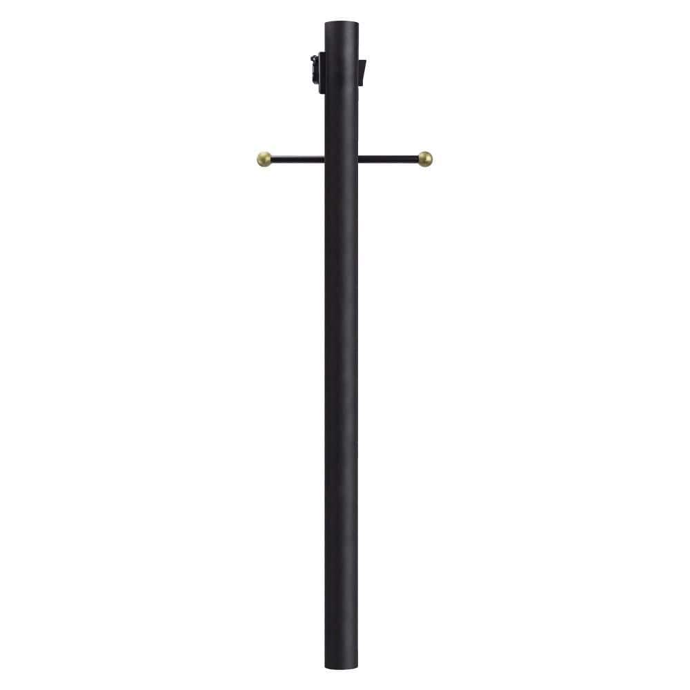 SOLUS 8 ft. Black Outdoor Lamp Post Traditional In Ground Light Pole with  Cross Arm Grounded Convenience Outlet 8-C320-BK - The Home Depot, image size:1000x1000