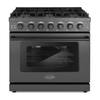 Cosmo 36 in. Haven Collection 6.0 cu. ft. Gas Range, 6 Burners, Convection Oven, Knob LEDs, Storage Drawer, Matte Black COS-EPGR366-BK