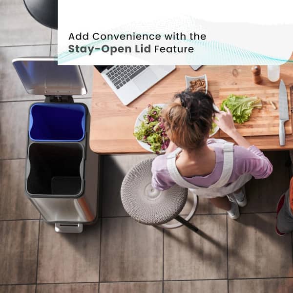simplehuman 58L Dual Compartment Step Can with Compost Caddy and Code –  ShopEZ USA