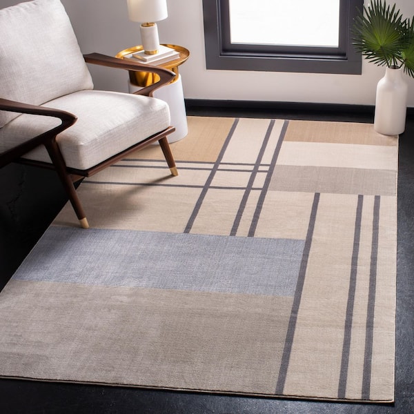 Orwell 7 ft. x 7 ft. Ivory/Taupe Abstract Geometric Square Area Rug