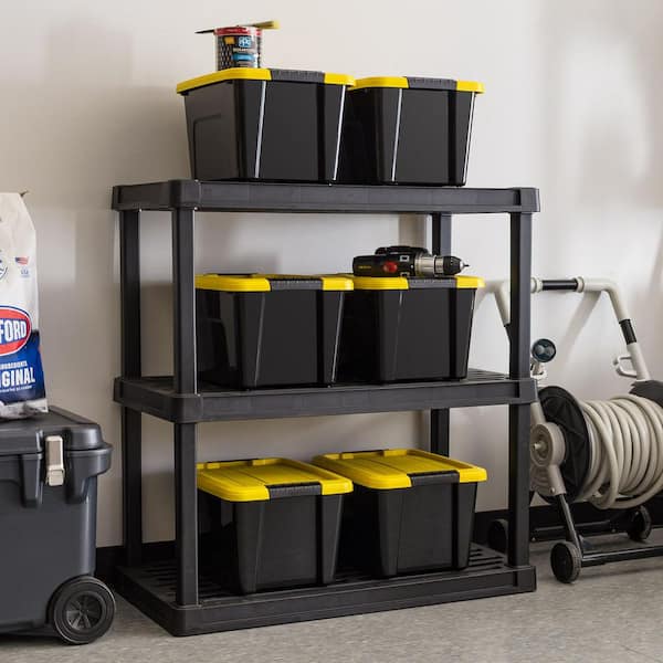 IRIS 20 qt. /5 Gal. Plastic Storage Bins with Lids, Black Latching