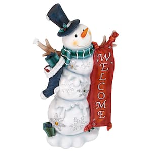 17 in. Avalanche the Welcome Snowman Garden Statue