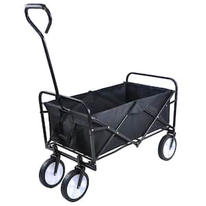 3.6 cu. ft. Black Metal Garden Cart, Shopping Folding Wagon