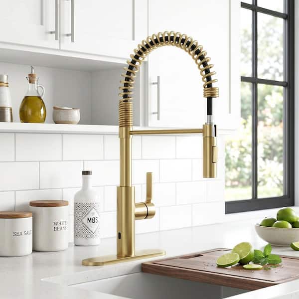 ANZZI Ola Series Brushed Gold 22 in. H Touchless Pull-Down Sprayer