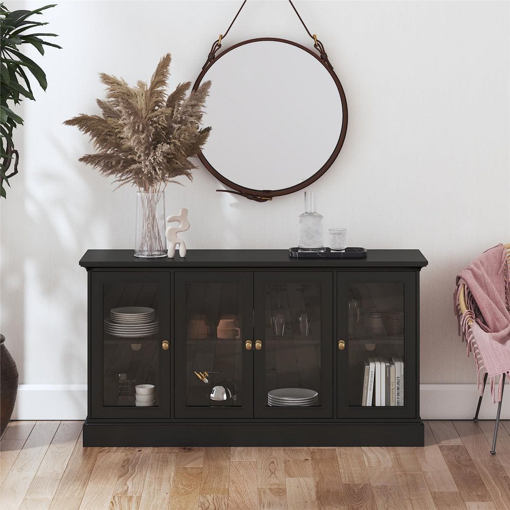 Everywhere Console for 65 in. TVs, Black Oak