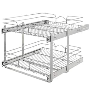 Rev-A-Shelf Chrome Metal 2-Tier Cabinet Pull Out Wire Basket 5WB2