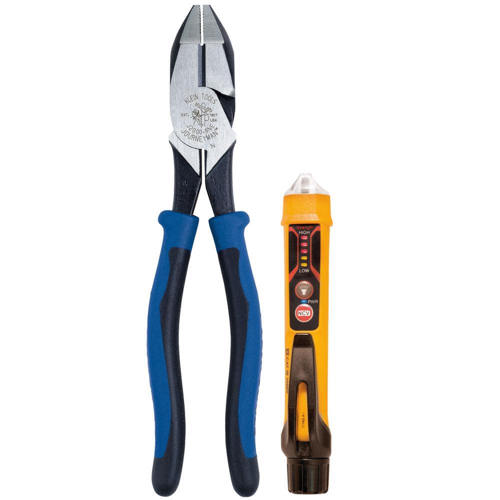 2-Piece Pliers and Voltage Tester with Flashlight Set